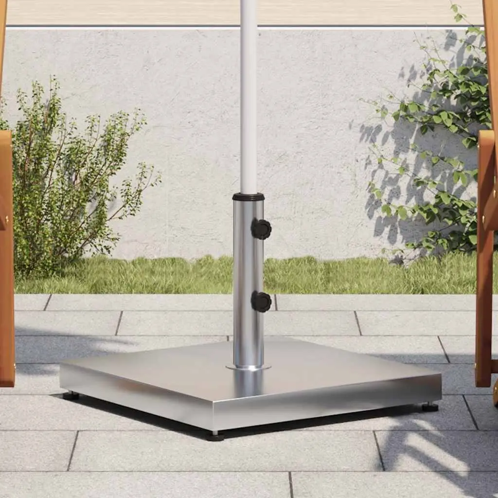 Parasol Base Silver Square 28kg Stable Umbrella Stand with Pole Adaptors 32mm 38mm 48mm