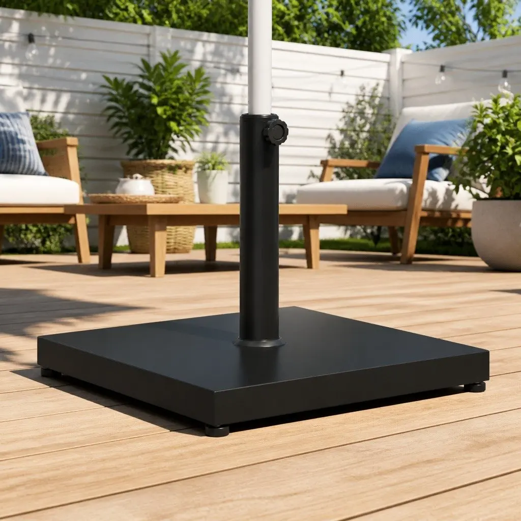 Square Parasol Base Black 18kg for 32mm 38mm 48mm Poles Outdoor Umbrella Stand