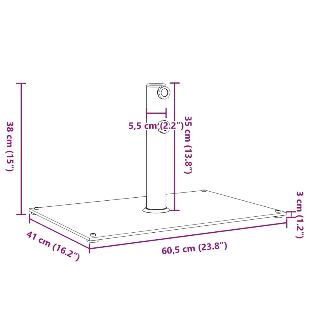 Parasol Base Grey Rectangular 15kg Sturdy Umbrella Stand Fits 32 38 48mm Poles