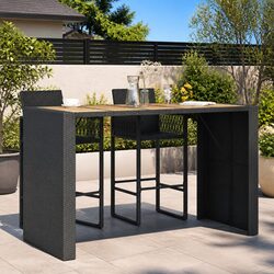 Black Poly Rattan Garden Bar Table for Outdoors