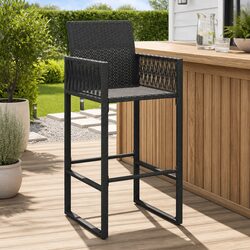 Compact Outdoor Bar Stools Set of 2 with Backrest