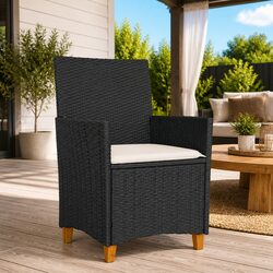 Black Rattan Outdoor Chairs Set of 2