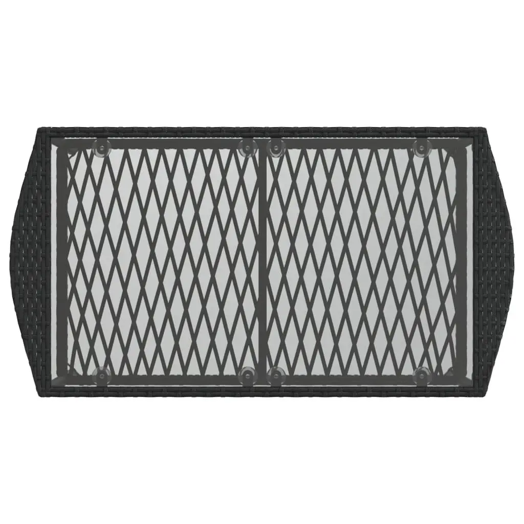 4 Piece Black Rattan Outdoor Sofa Set with Cushions and Tempered Glass Table for Patio and Garden