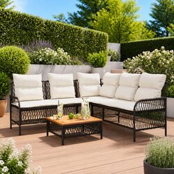 2 Piece Black Garden Sofa Set