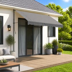 Retractable Awning 300x150cm Patio Window Door Shade Steel Frame Crank Handle
