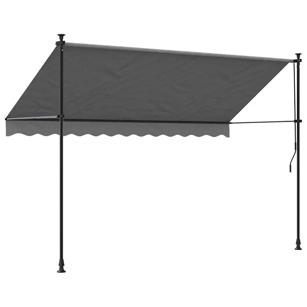 Retractable Awning Anthracite 300x150cm Steel Frame Crank Handle
