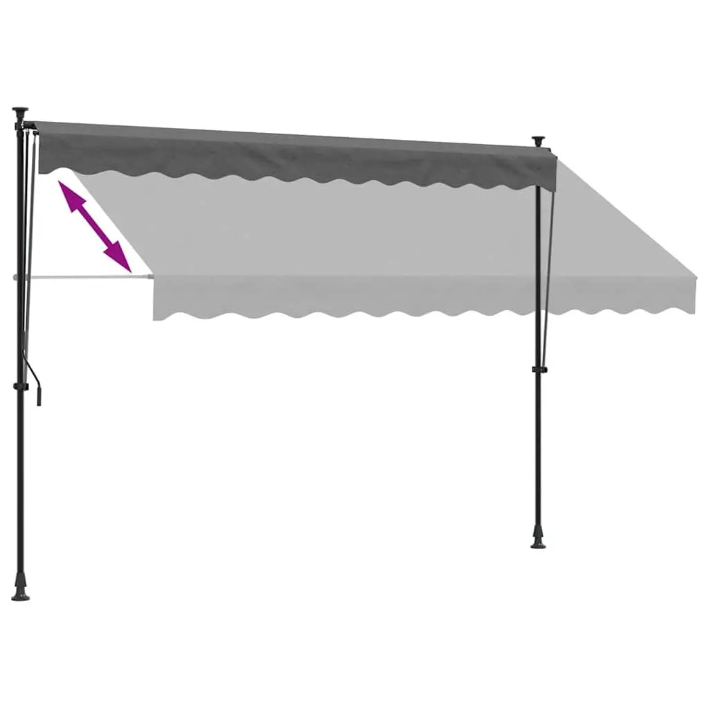 Retractable Awning Anthracite 300x150cm Steel Frame Crank Handle