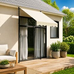 Compact Cream Retractable Awning: Easy and Effective