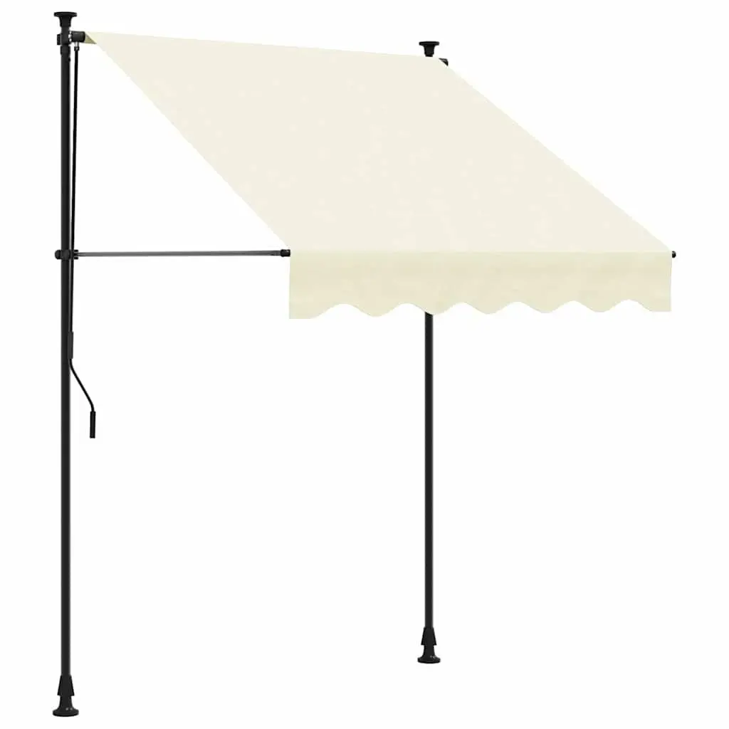 Retractable Awning Cream 200x115 cm Steel Frame UV Resistant Fabric Crank Handle