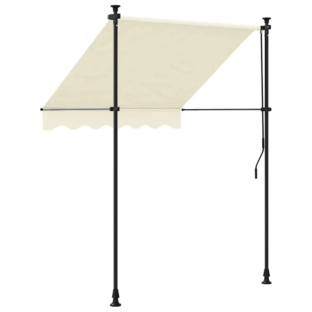 Retractable Awning Cream 200x115 cm Steel Frame UV Resistant Fabric Crank Handle