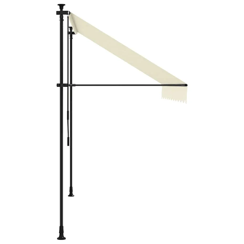 Retractable Awning Cream 300x150 cm Manual Crank UV Resistant Shade for Patio Balcony Yard