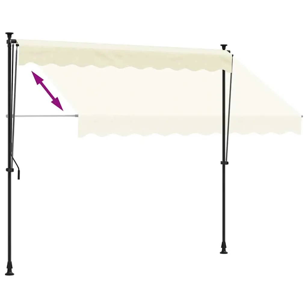 Retractable Awning Cream 300x150 cm Manual Crank UV Resistant Shade for Patio Balcony Yard