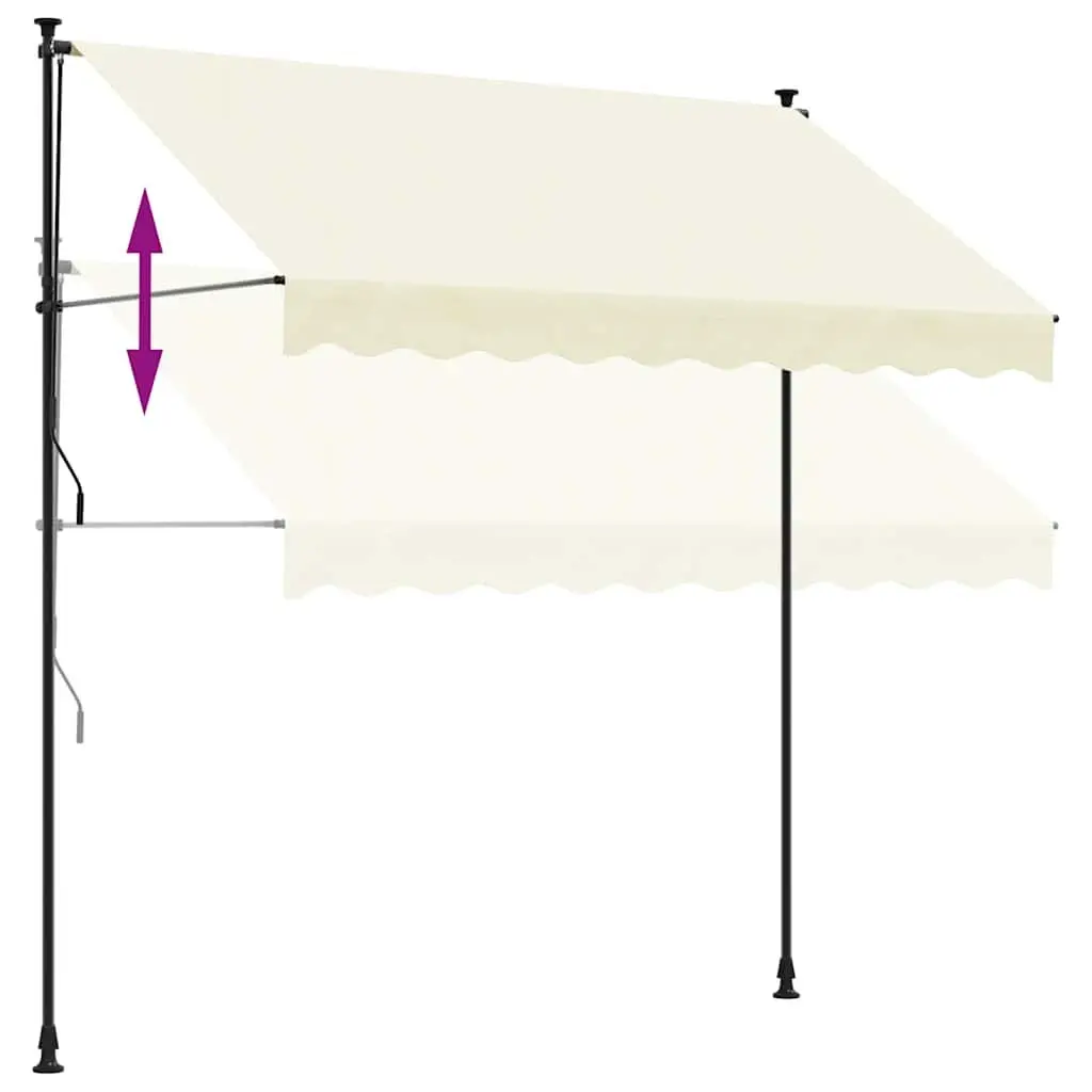 Retractable Awning Cream 300x150 cm Manual Crank UV Resistant Shade for Patio Balcony Yard