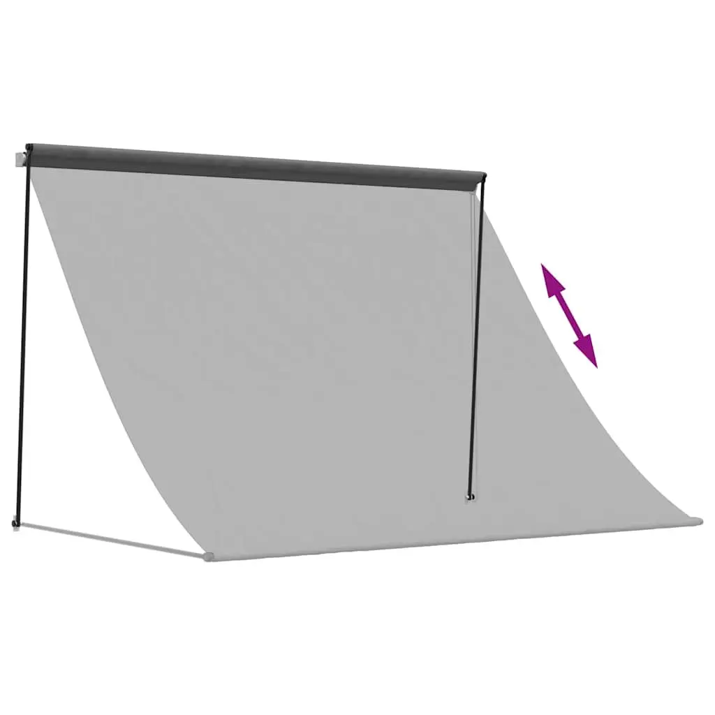 Retractable Awning Anthracite 200x150cm Durable Steel Frame Pull Rope Operation