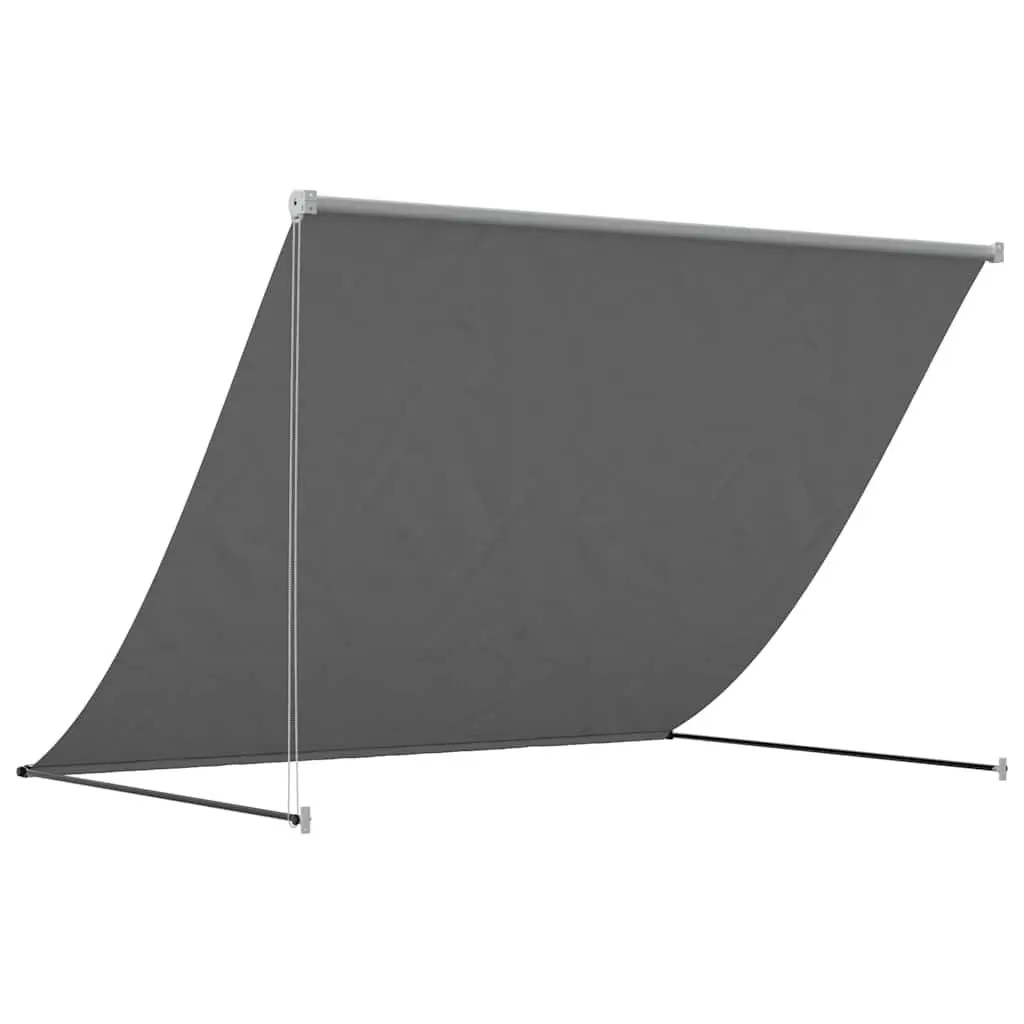 Retractable Awning Anthracite 250x150cm Steel Frame UV Resistant Fabric Wall Mounted Shade