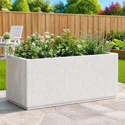 Compact White Garden Planter 80x36x35 cm for Outdoors