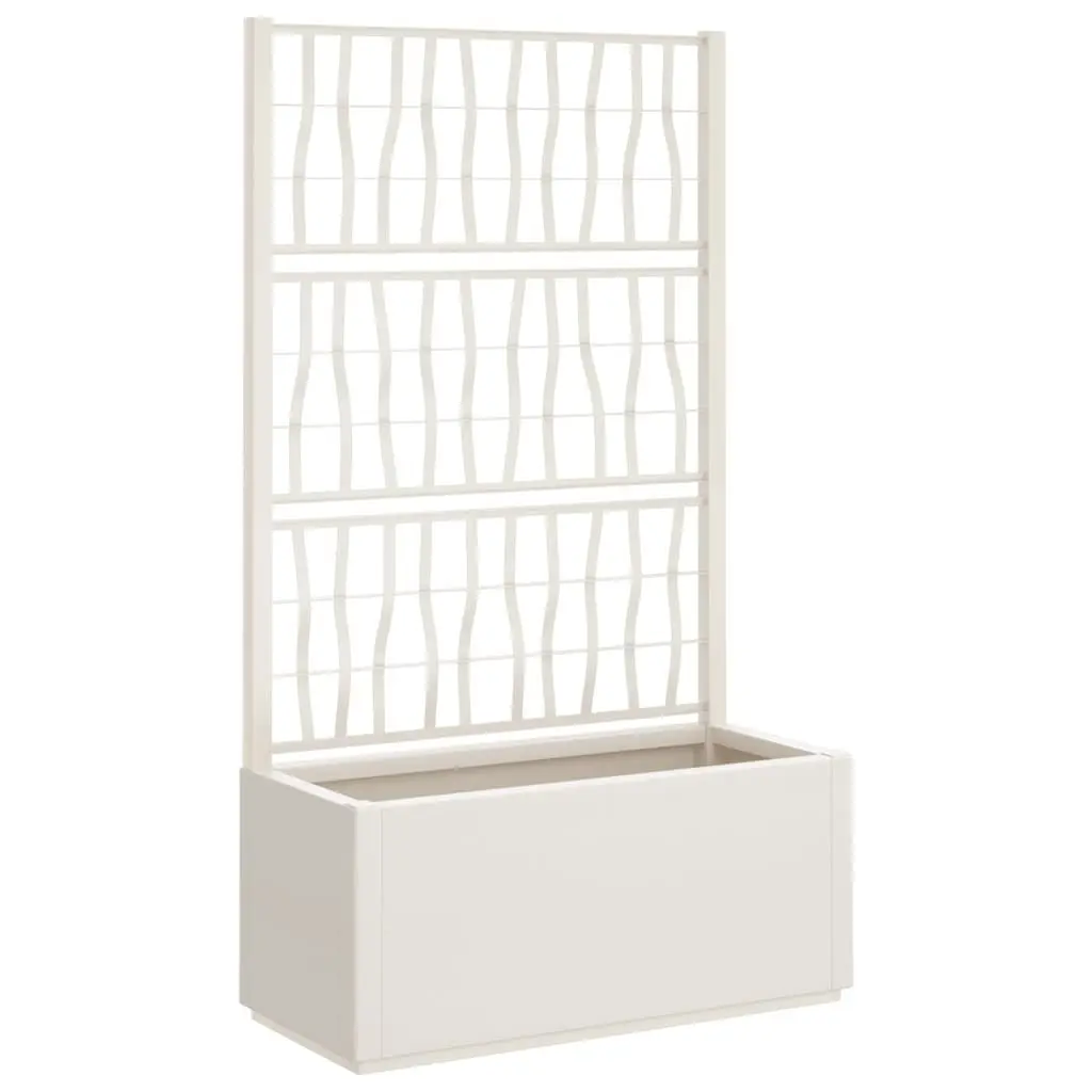Garden Planter White 80x36x140cm Integrated Trellis Climbing Plant Support Outdoor Pot