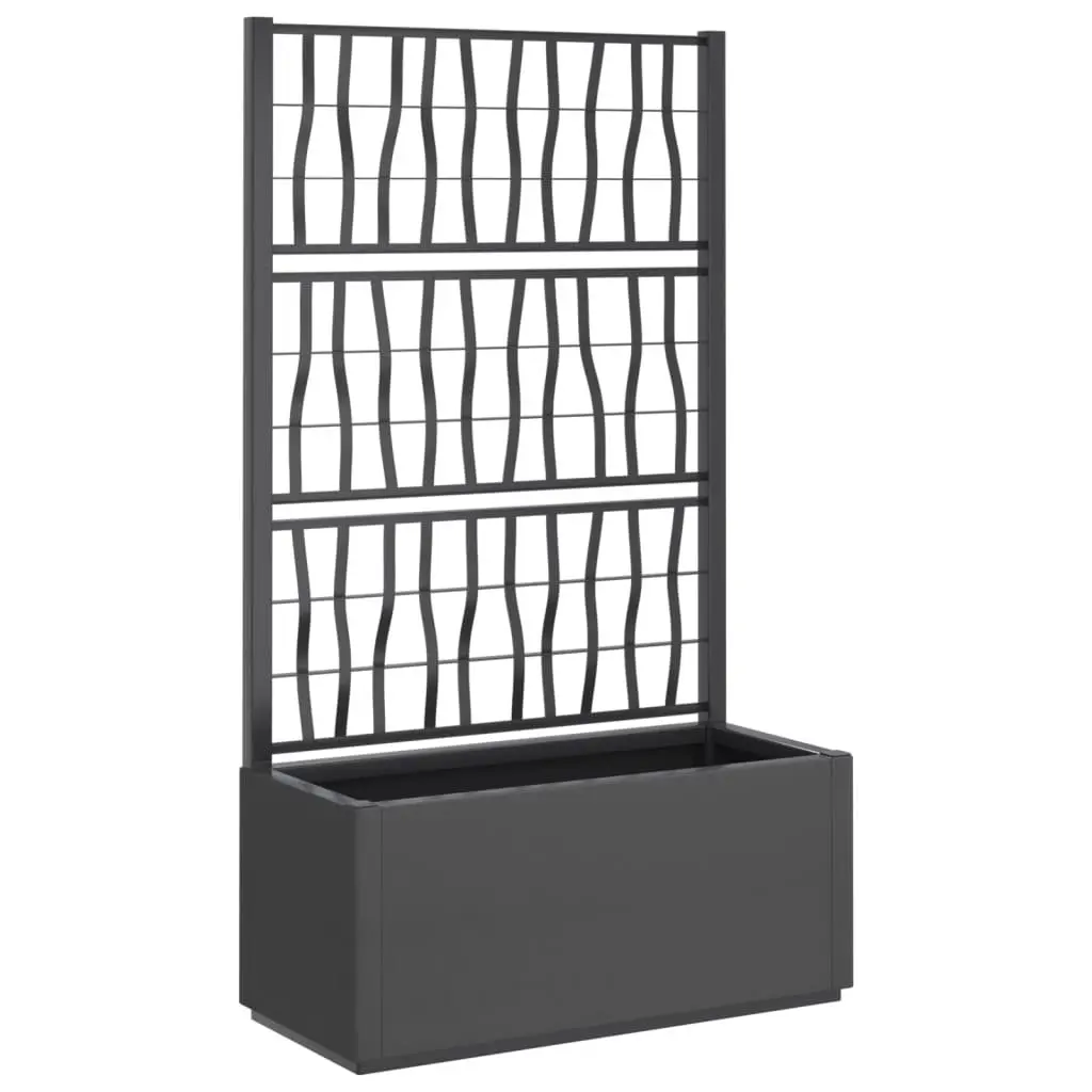 Garden Planter Grey 80x36x140cm Integrated Trellis for Climbing Plants Outdoor Patio