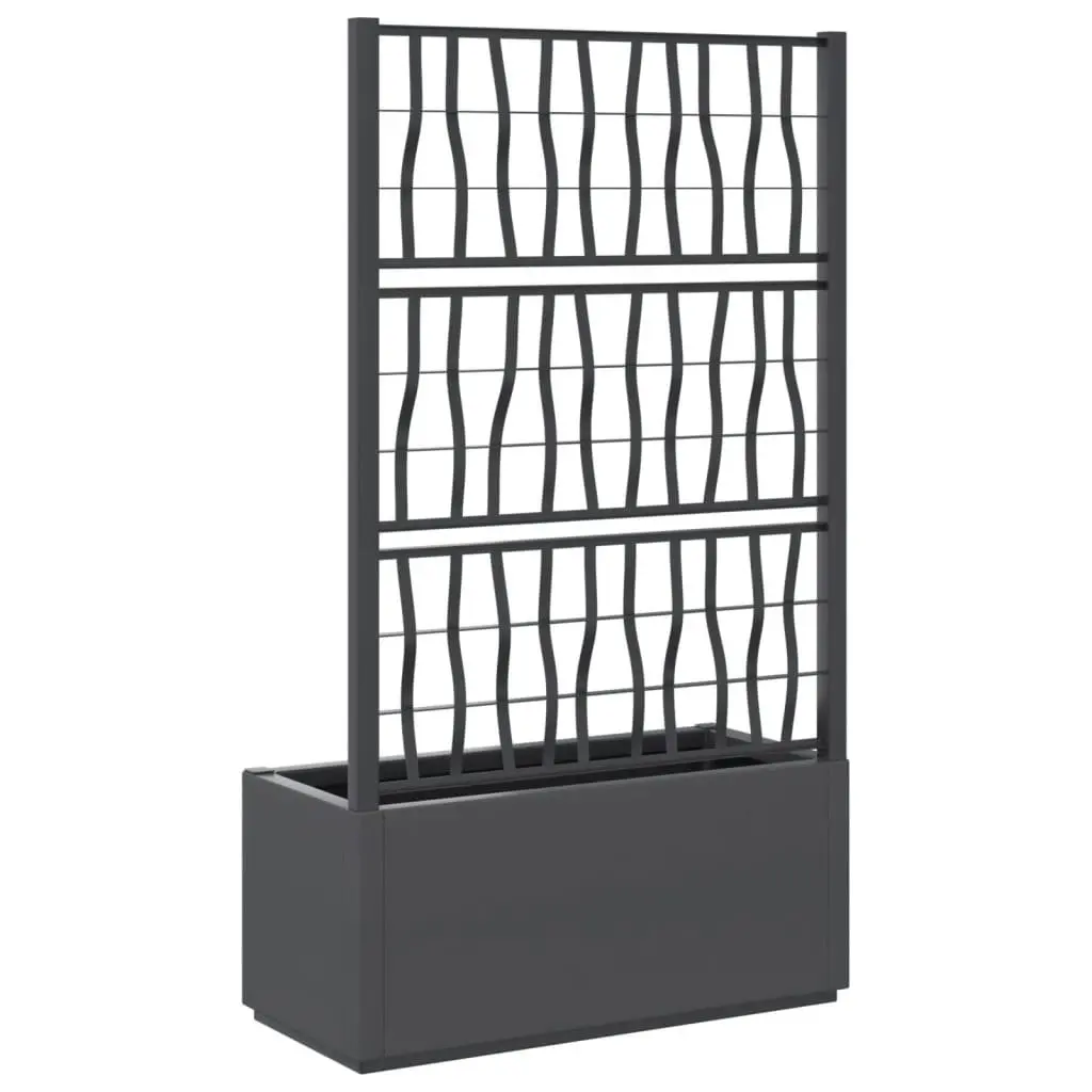 Garden Planter Grey 80x36x140cm Integrated Trellis for Climbing Plants Outdoor Patio