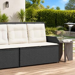 Outdoor Reclining Garden Bench with Cushions