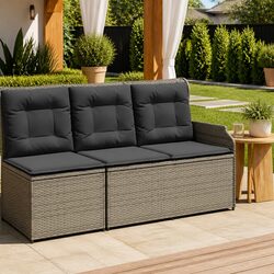 Reclining Garden Bench with Adjustable Backrest and Cushions