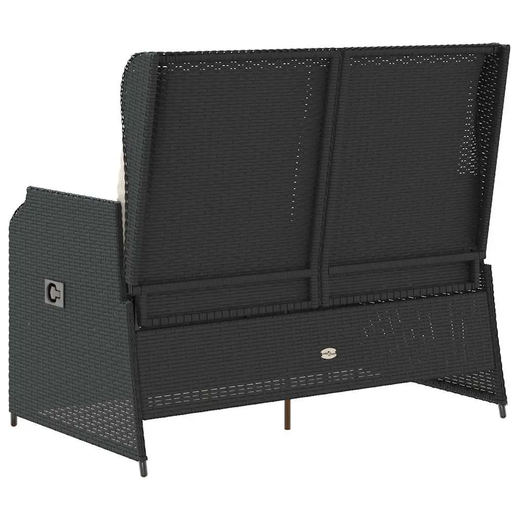 Reclining Garden Bench Black Adjustable Backrest Padded Cushions