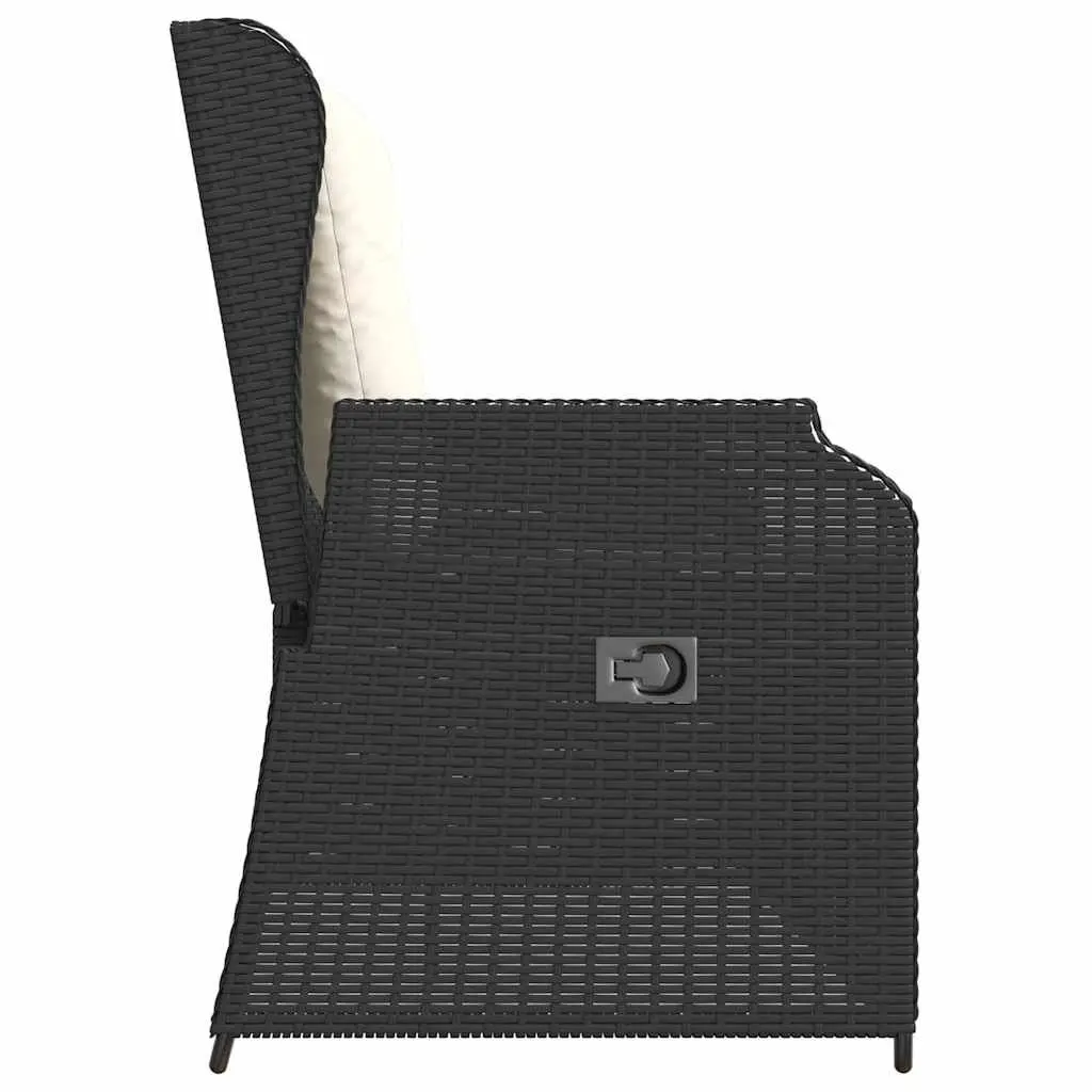 Reclining Garden Bench Black Adjustable Backrest Padded Cushions
