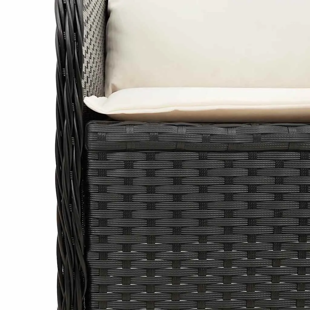 Reclining Garden Bench Black Adjustable Backrest Padded Cushions