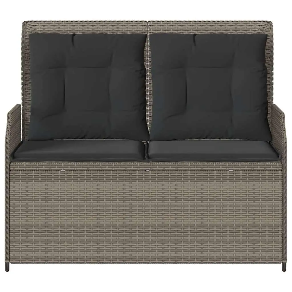 Reclining Garden Bench Grey Adjustable Backrest Padded Cushions