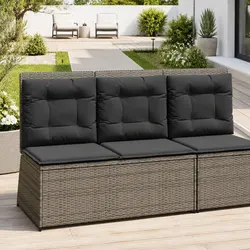 Grey Outdoor Reclining Bench with Cushions