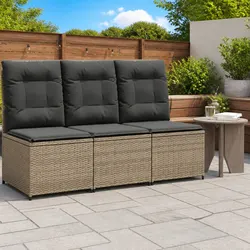 Grey Outdoor Reclining Garden Sofa with Cushions