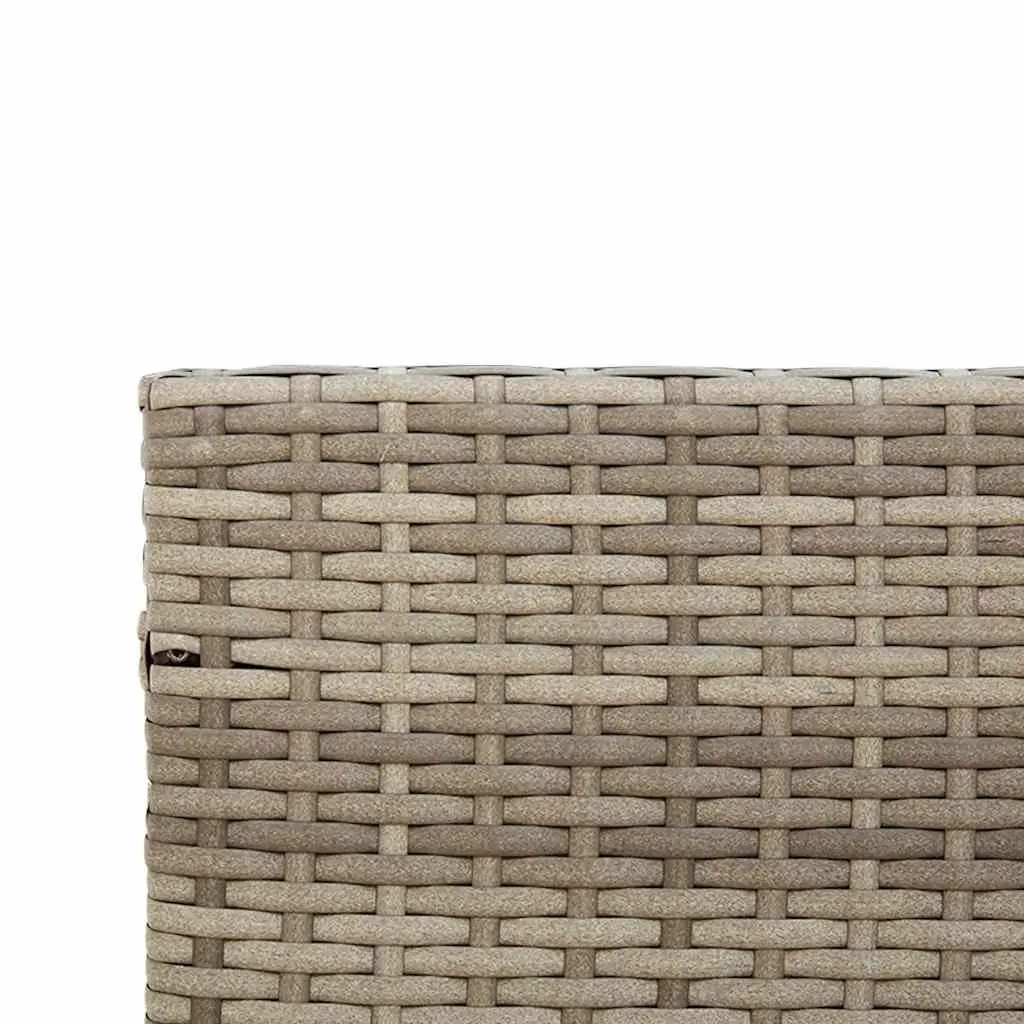 Grey Outdoor Patio Sofa Set L-Shaped with Table Poly Rattan Thick Cushions and Tempered Glass Top