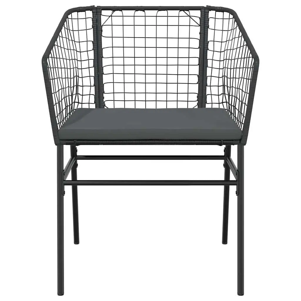 Outdoor Garden Chairs Black Set of 2 with Cushions PE Rattan Patio Seating