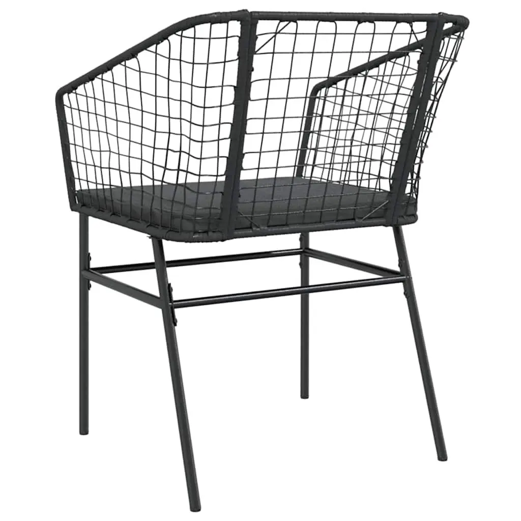 Outdoor Garden Chairs Black Set of 2 with Cushions PE Rattan Patio Seating