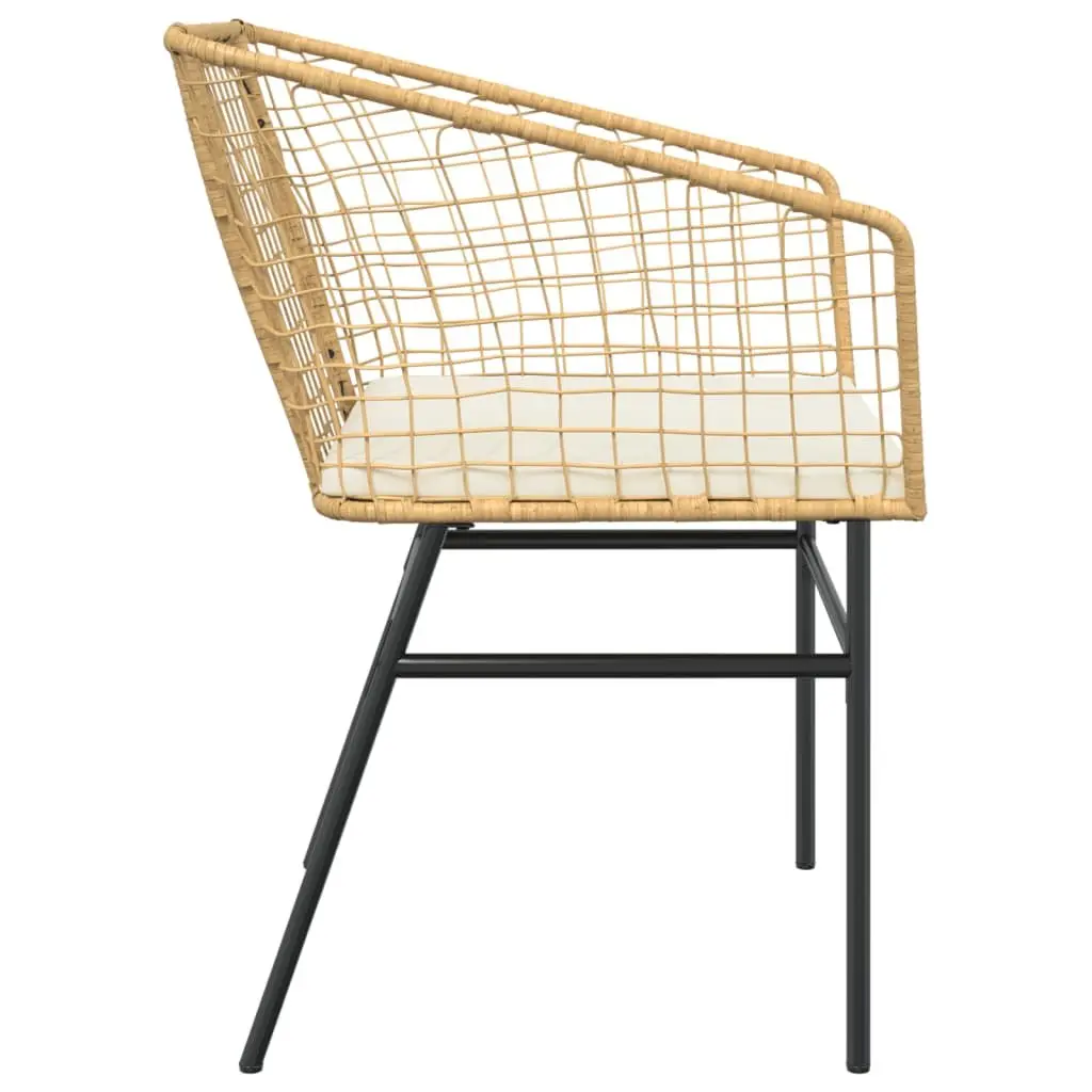 Outdoor Garden Chairs Brown 2 Piece Poly Rattan with Cushions Backrest Armrests