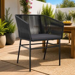 Outdoor Garden Chairs Set 2 pcs with Cushions Black Poly Rattan Seating