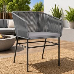 Outdoor Garden Chairs Set 2 Pieces with Cushions Grey Poly Rattan Seating