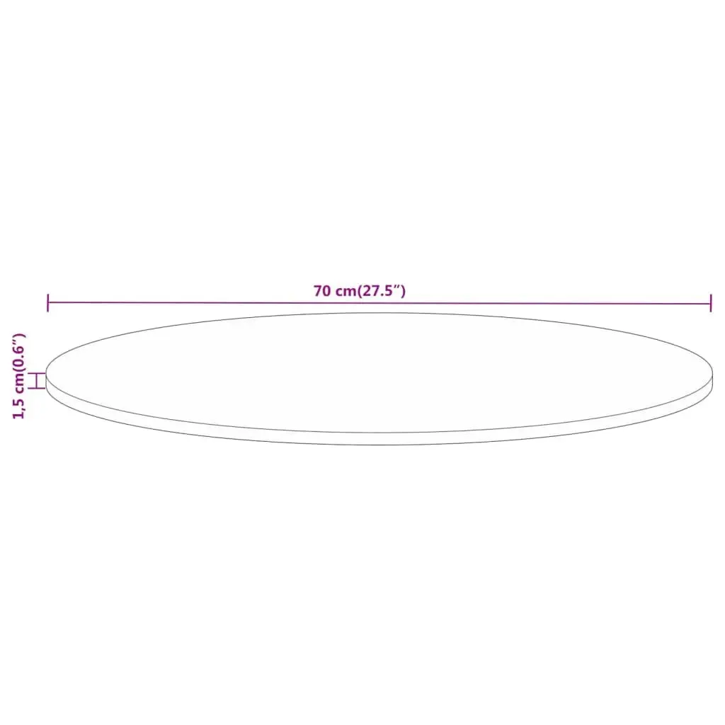 Round Wooden Table Top Ø 70cm Solid Mango Wood Rustic Replacement Tabletop