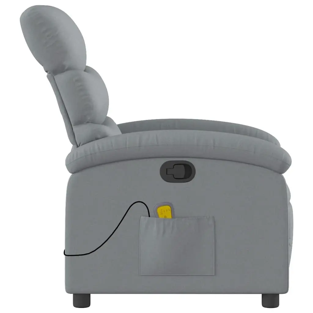 Massage Chair Grey Fabric Armchair Manual Recline 6 Vibration Points Adjustable Backrest