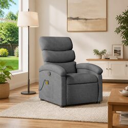 Massage Recliner Chair Manual Recline Armchair Vibration Lounger Grey Fabric