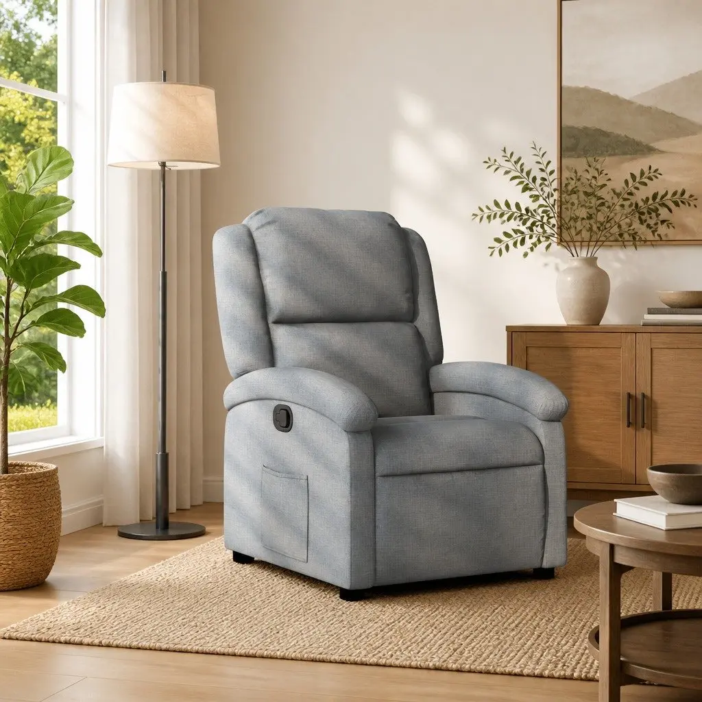 Grey Fabric Recliner Chair, Easy to Adjust
