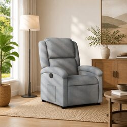 Compact Grey Fabric Recliner Chair, Easy to Adjust