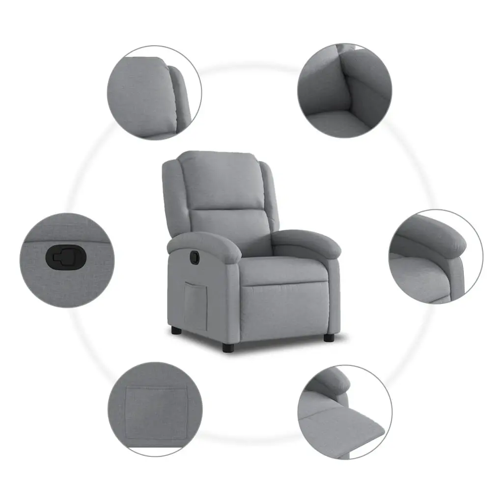 Grey Fabric Recliner Chair, Easy to Adjust