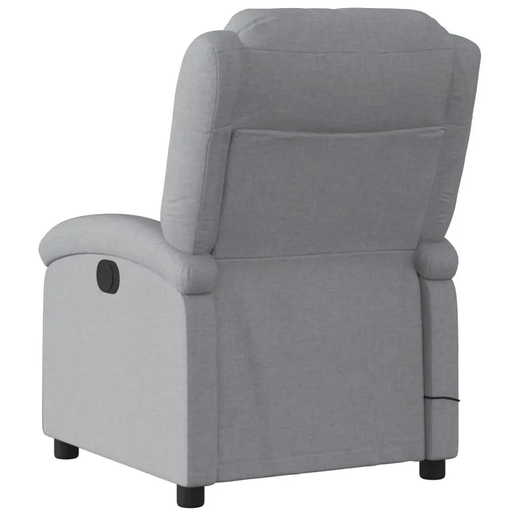 Massage Recliner Chair Light Grey Fabric Manual Reclining Vibration 6 Points