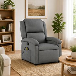 Grey Massage Recliner Chair with Vibration Massage Features