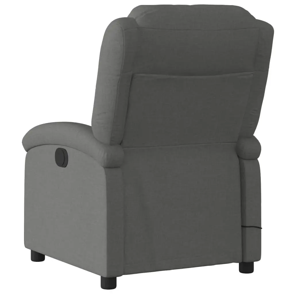 Manual Recliner Chair Grey Fabric 135 Degrees 6 Vibration Points Massage Function