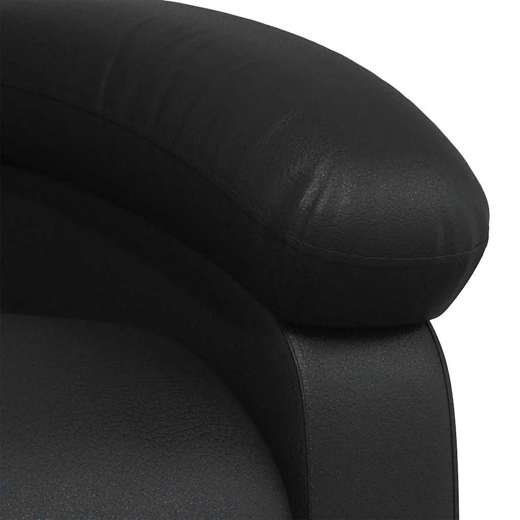 Recliner Chair Black Faux Leather Manual Reclining Armchair with Thick Padding and Wide Armrests