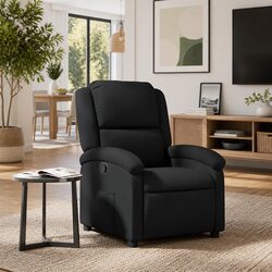 Compact Black Manual Reclining Armchair Design