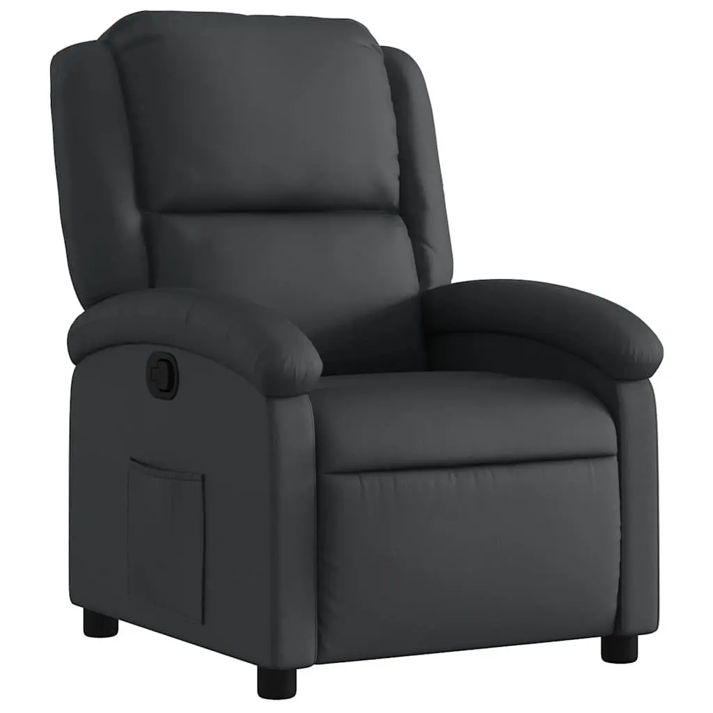Black Recliner Armchair Padded Seat Manual Reclining Function Wide Arms 135 Degrees