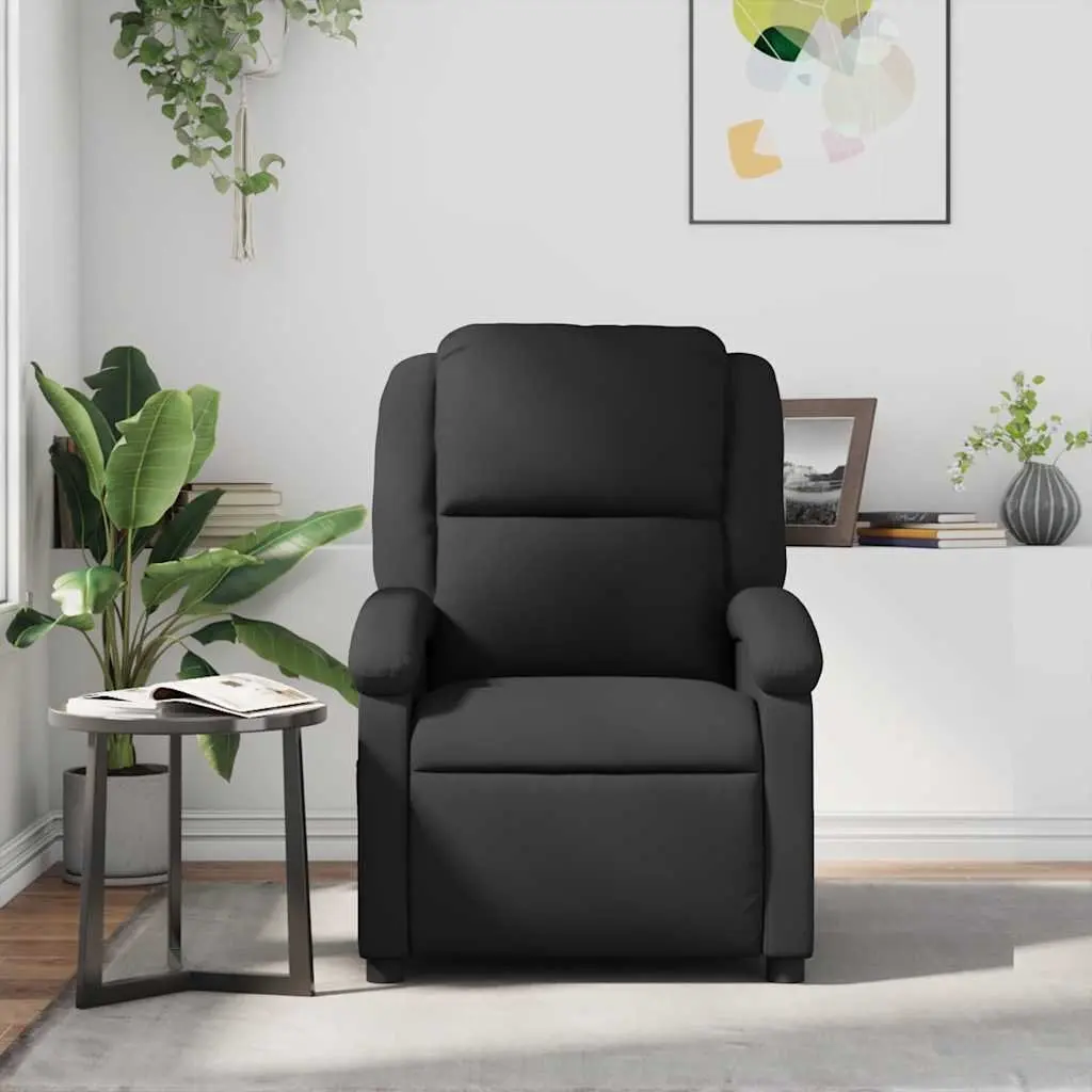 Black Recliner Armchair Padded Seat Manual Reclining Function Wide Arms 135 Degrees